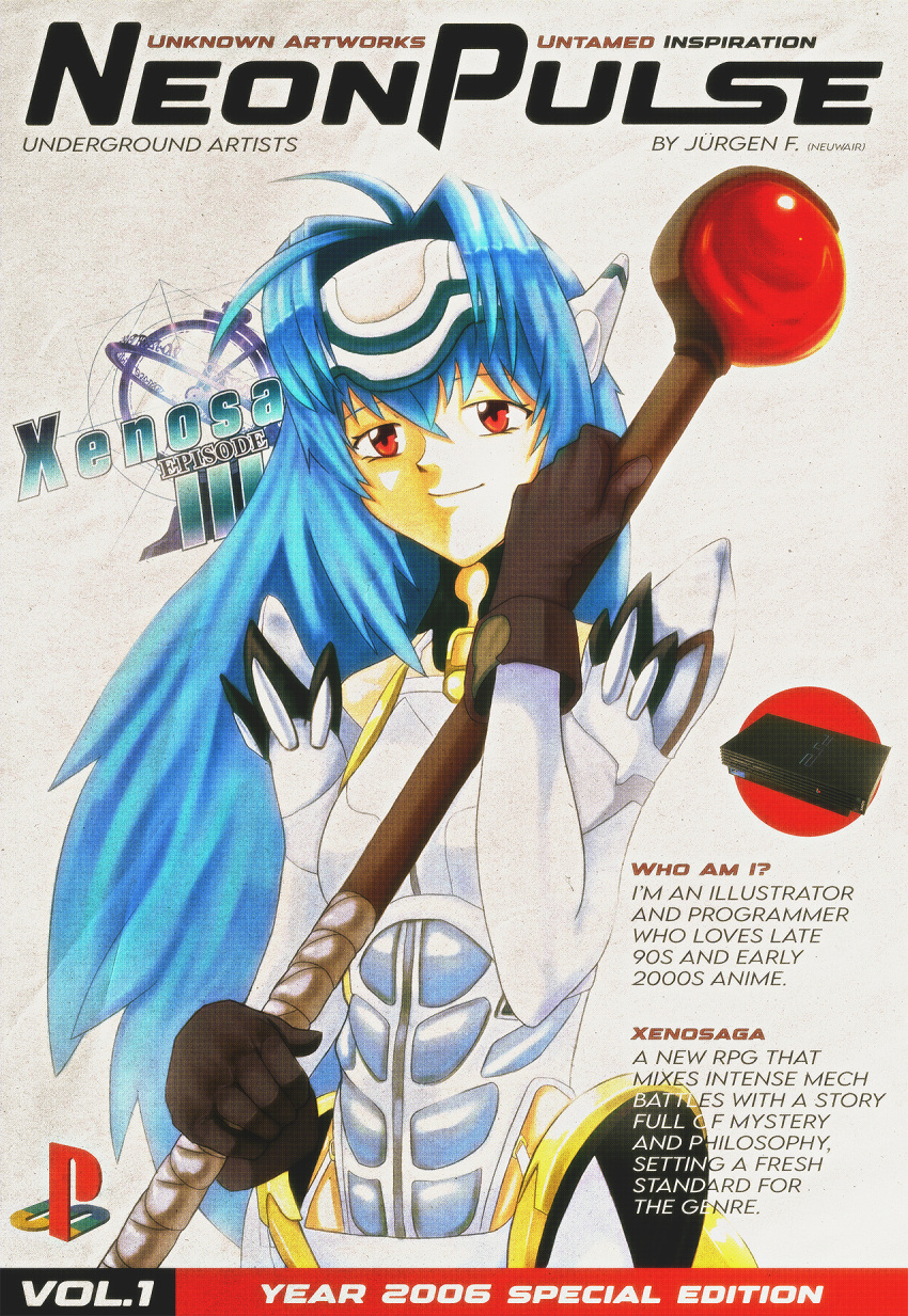 blue_hair, fantasy, kos-mos, neuwair, red_eyes, rpg, xenosaga, xenosaga_episode_i