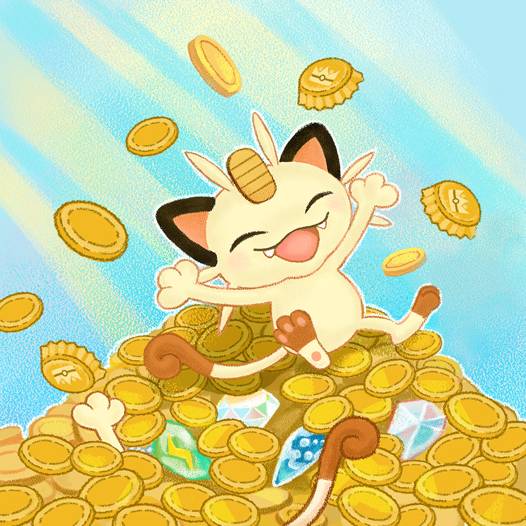 :3, artist_request, bottle_cap, closed_eyes, coin, evolution_stone, fangs, gem