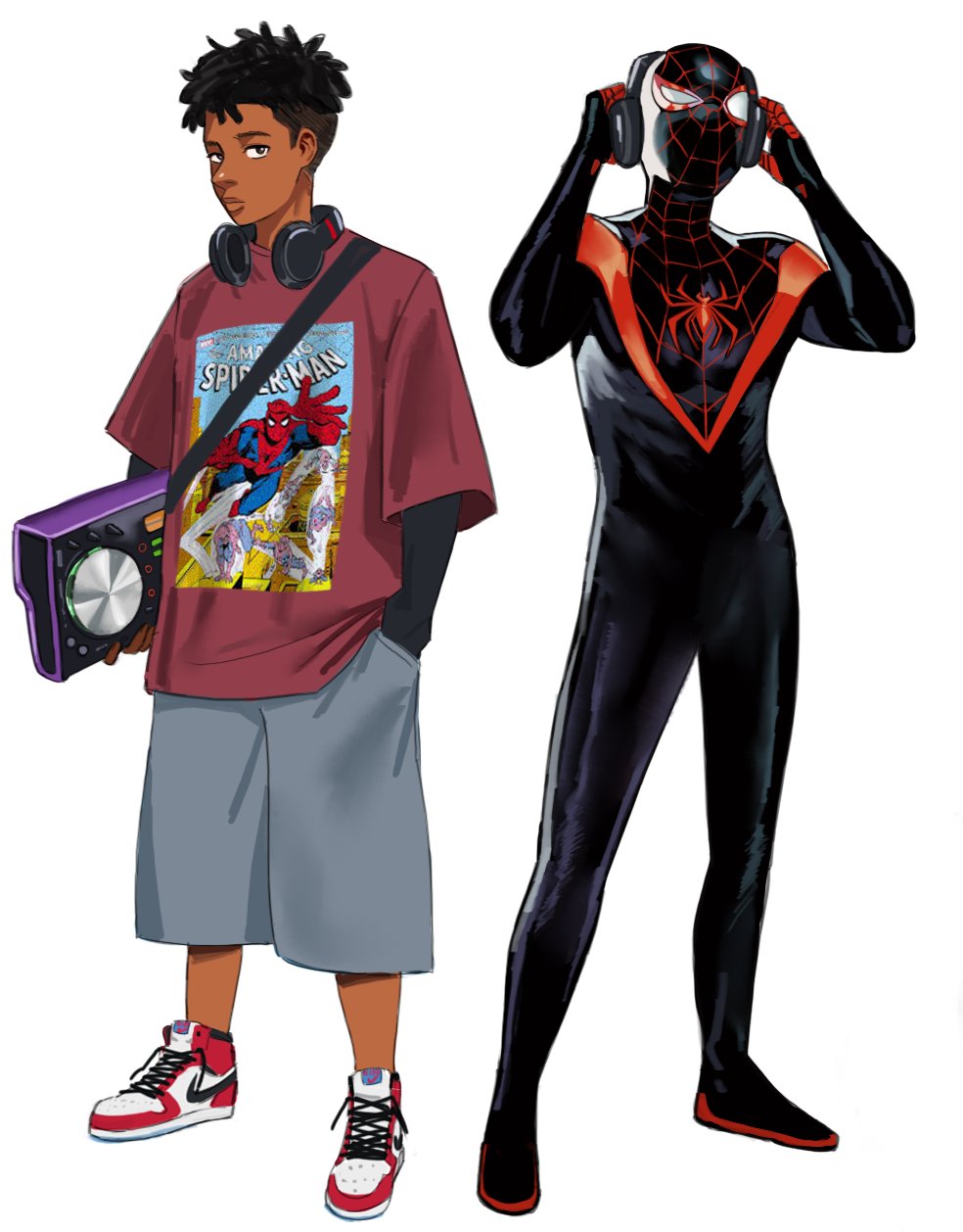1boy, animal_print, black_eyes, black_hair, bodysuit, character_print, dark_skin, dreadlocks