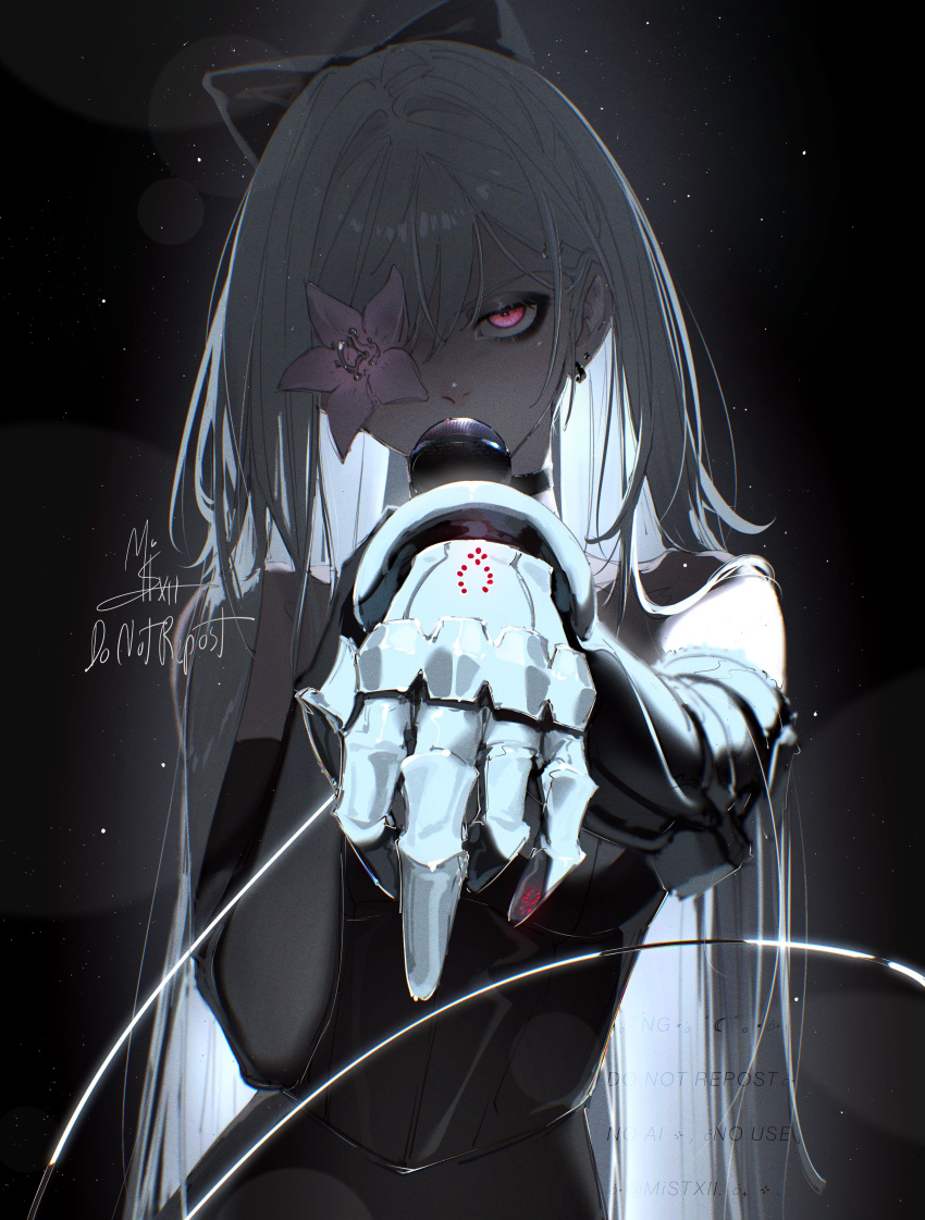 1girl, absurdres, black_dress, black_gloves, bow, commentary, drag-on_dragoon, drag-on_dragoon_3