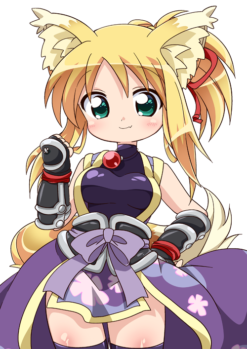 animal_ears, bad_id, blonde_hair, chibi, dog_days, dog_ears, dog_tail, fox_ears