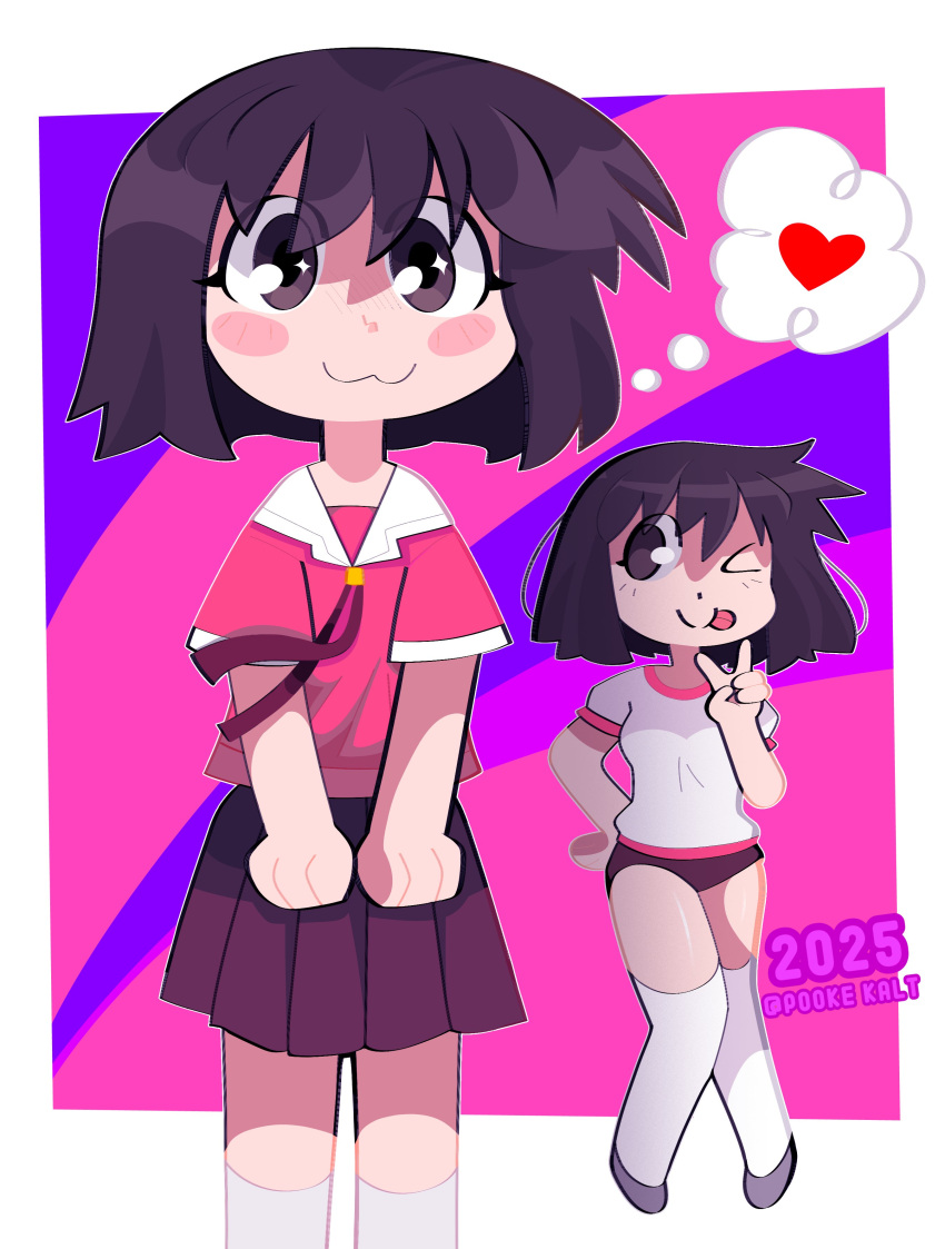 1girl, 2025, :3, absurdres, artist_name, azumanga_daioh, azumanga_daioh's_school_uniform, blush