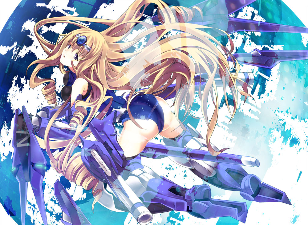 blonde_hair, blue_tears, bodysuit, cecilia_alcott, drill_hair, infinite_stratos, legs, long_hair
