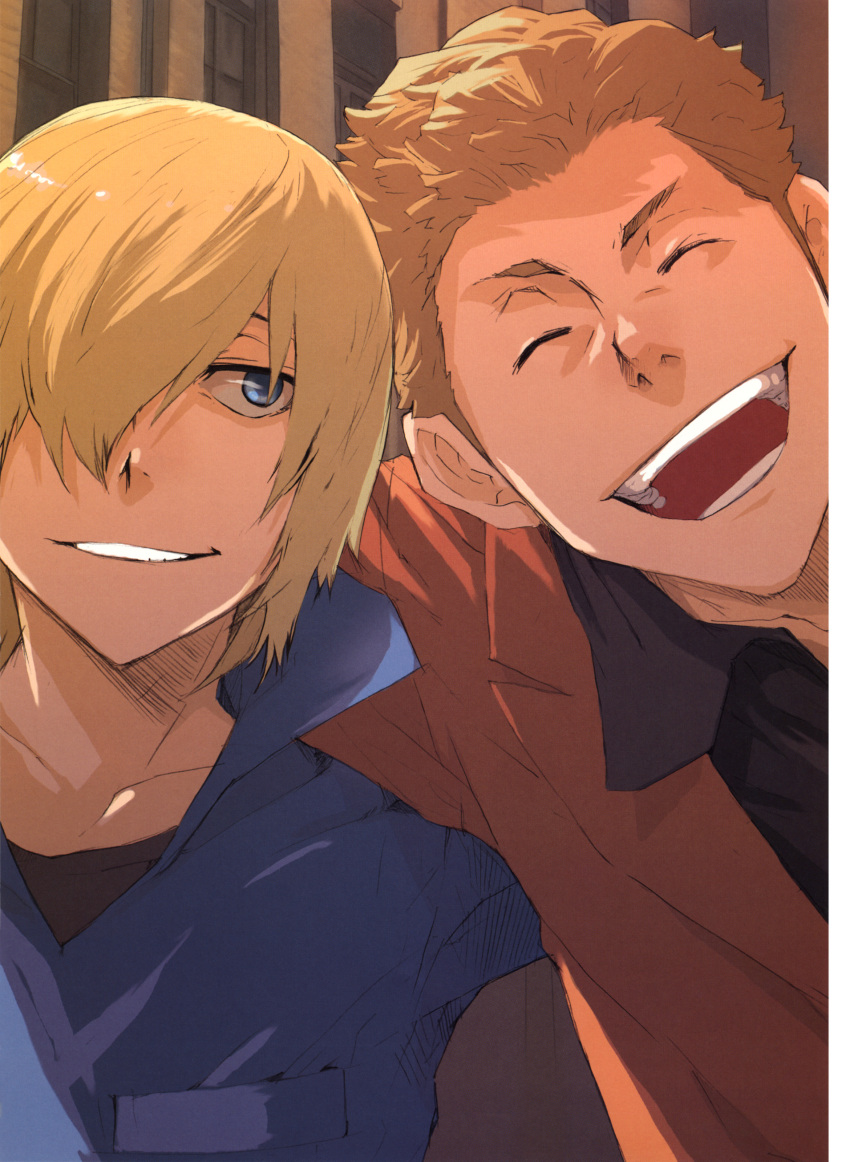 1boy, 1girl, baccano!, blonde_hair, blue_eyes, elmer_albatross, enami_katsumi, graham_specter