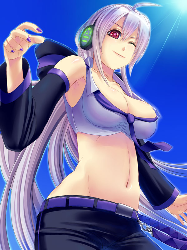 belt, bow, breasts, cleavage, cloud, clouds, edexigerero, hair_bow