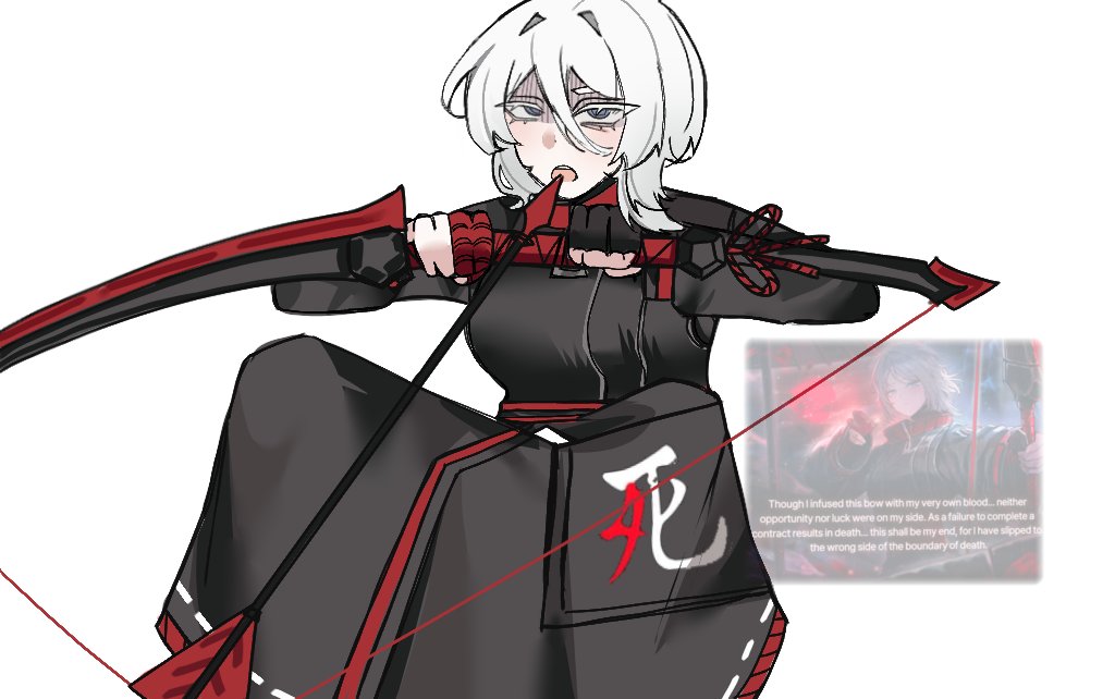 1girl, archery_shooting_glove, arrow_(projectile), black_gloves, black_robe, blue_eyes, bow, commentary