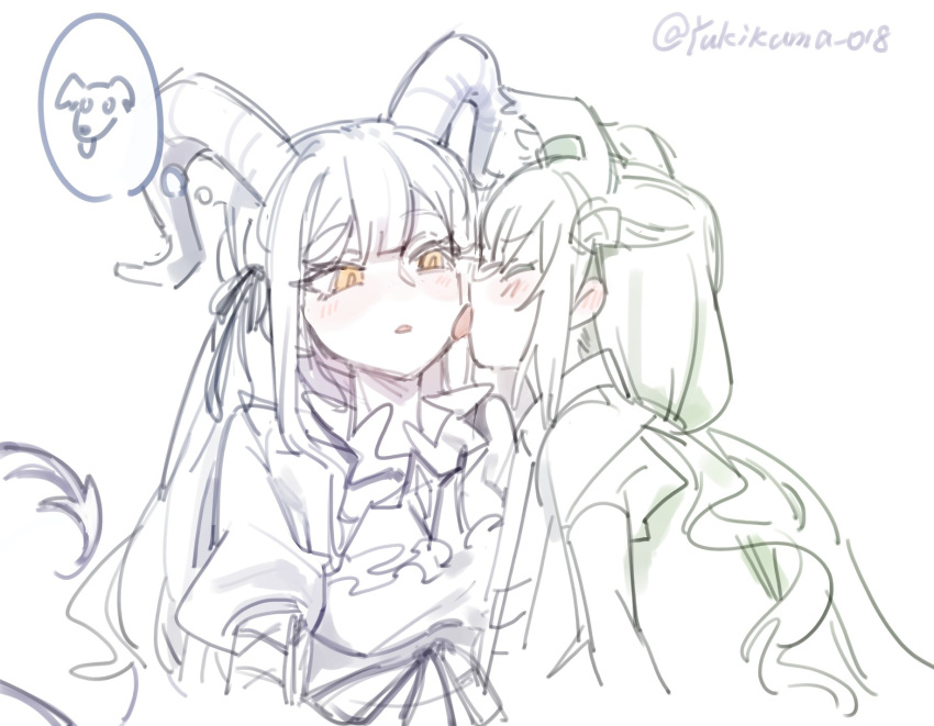 2girls, animal_ear_fluff, animal_ear_piercing, animal_ears, arknights, artist_name, bang_dream!, bang_dream!_it's_mygo!!!!!