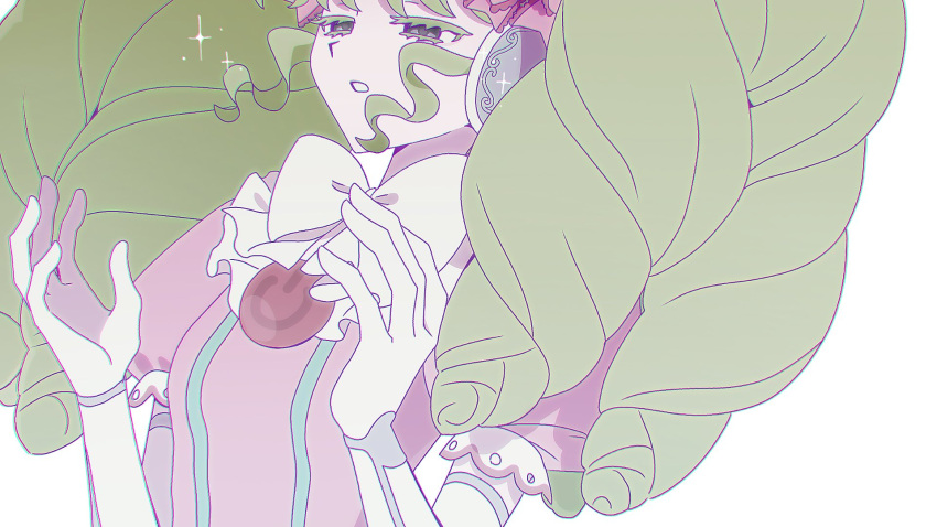 1girl, black_eyes, bow, bowtie, collapsing, colored_eyelashes, commentary, dress