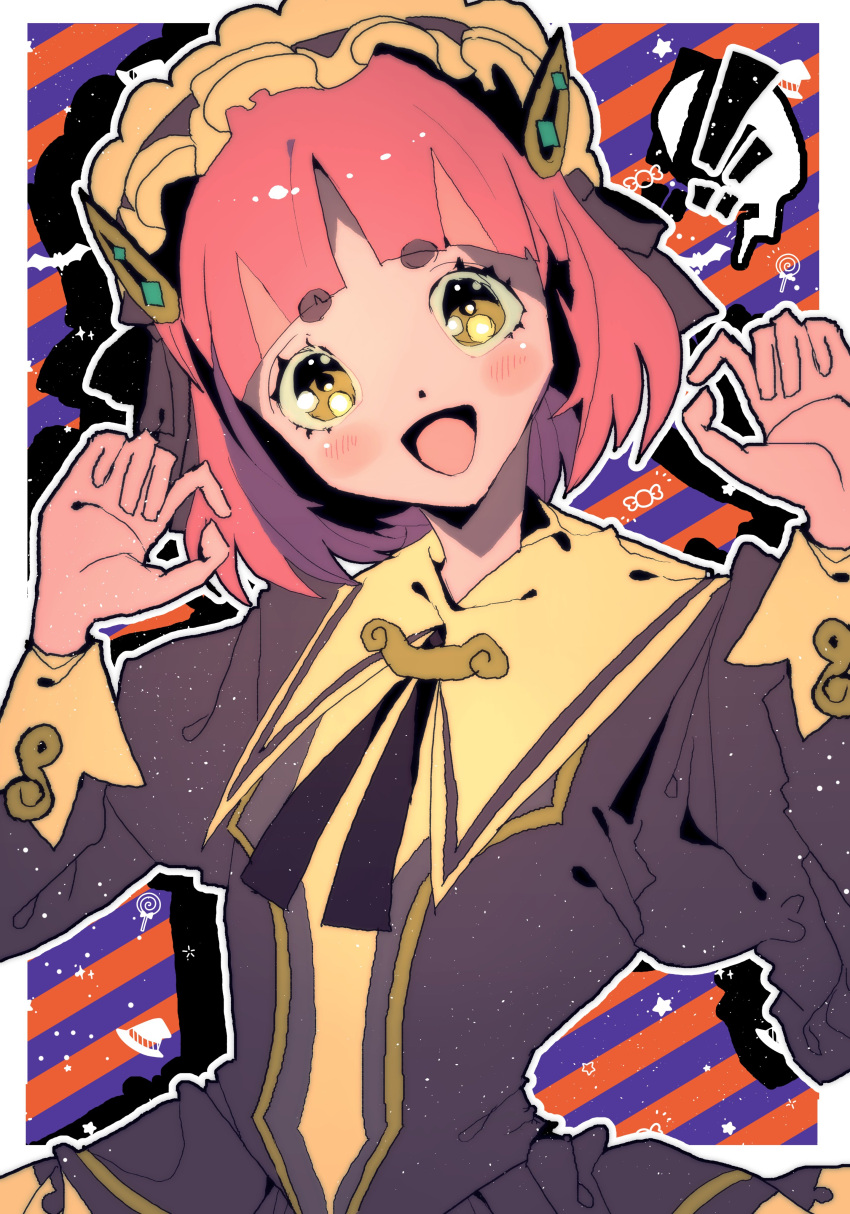 !, !!, 1girl, absurdres, black_bow, black_dress, blush, bow