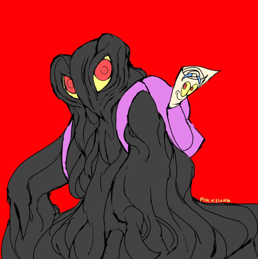 dora_the_explorer, genc, godzilla_vs._hedorah, hedorah, map_(dora_the_explorer), monster, monster_focus, red_background