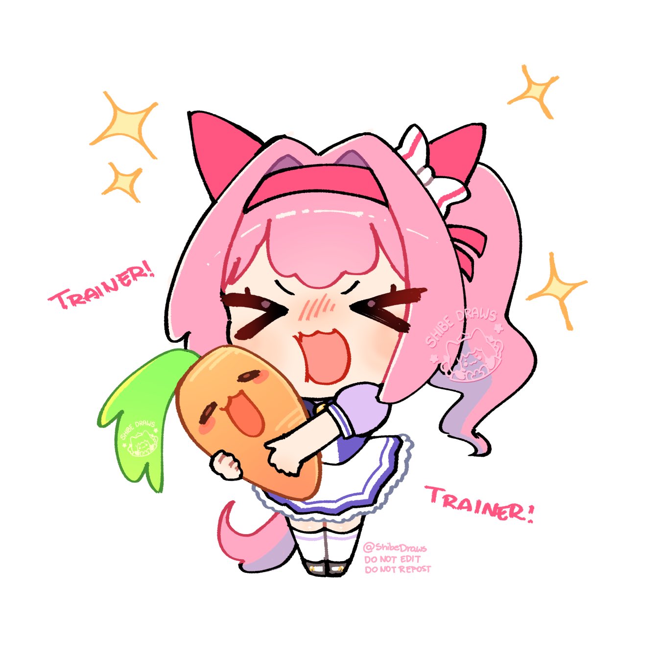 >_<, 1girl, animal_ears, blush, bow, carrot, chibi, closed_mouth