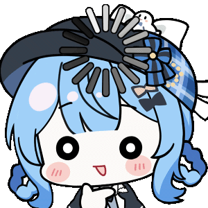 1girl, animated, animated_gif, artist_collaboration, black_capelet, black_hat, blue_hair, blush_stickers