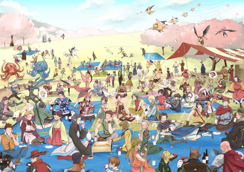 apple_(suikoden), blush, chasing, drinking, eating, flik_(suikoden), flying, gambling