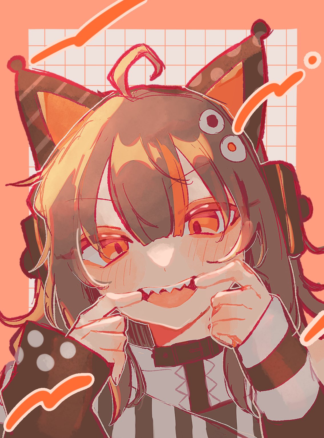 1girl, ahoge, animal_ear_headphones, animal_ears, black_hair, cat_ear_headphones, cat_ears, commentary_request
