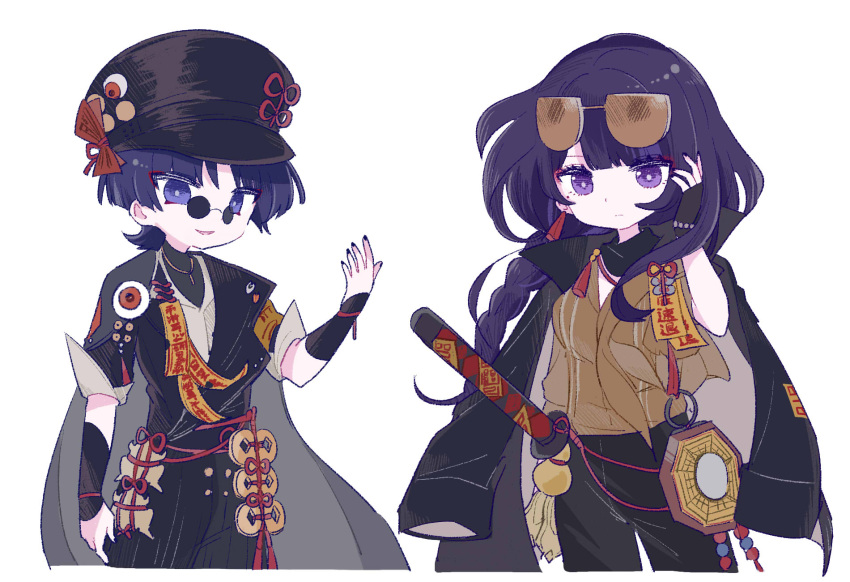 1boy, 1girl, alternate_costume, alternate_universe, black_jacket, black_pants, black_scarf, blue_eyes