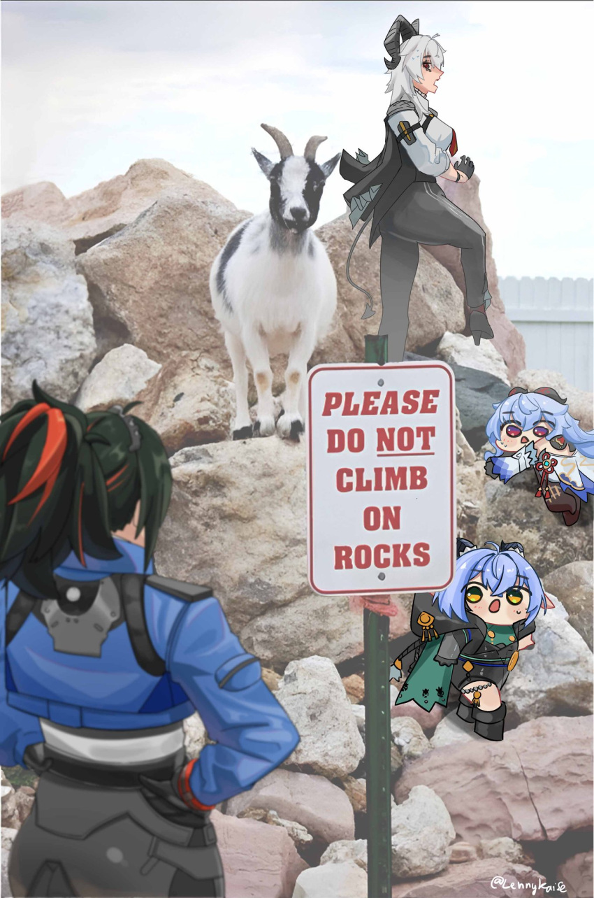 ganyu_(genshin_impact), genshin_impact, goat, goat_girl, lennykaise, long_hair, lucia_(zenless_zone_zero), lucia_elowen