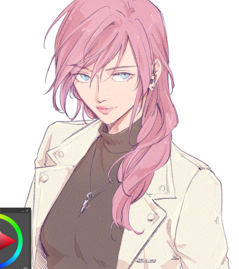 art_program_in_frame, blue_eyes, breasts, brown_sweater, closed_mouth, dissidia_duellum_final_fantasy, dissidia_final_fantasy, earrings