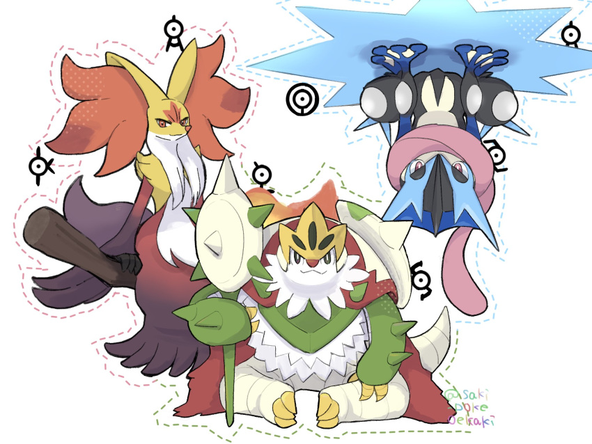3others, animal_ear_fluff, animal_ears, black_fur, broom, broom_riding, cape, chesnaught
