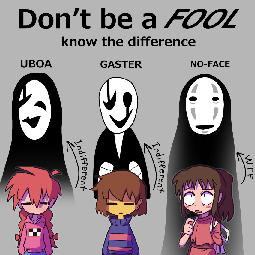 1boy, 2girls, 3others, absurdres, blush_stickers, bow, braid, brown_hair