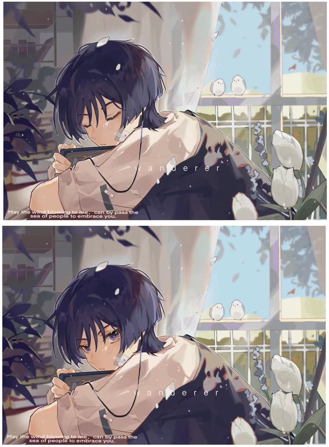 1boy, alternate_costume, alternate_universe, arm_rest, bird, black_blanket, black_hair, blanket_cape
