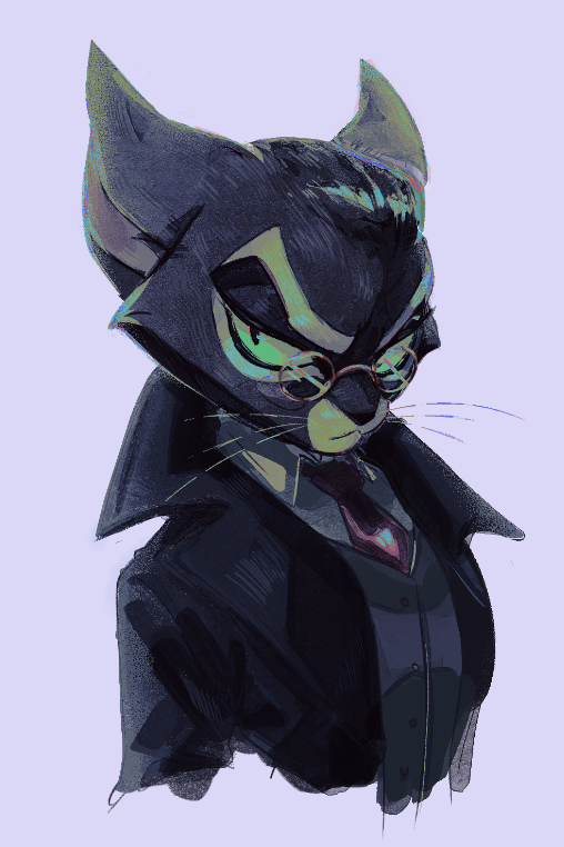 1boy, animal_ears, black_coat, black_fur, cat_boy, cat_ears, coat, commentary