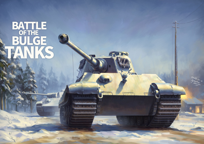 artist_name, battle_of_the_bulge, caterpillar_tracks, clouds, cloudy_sky, commentary, commission, dated