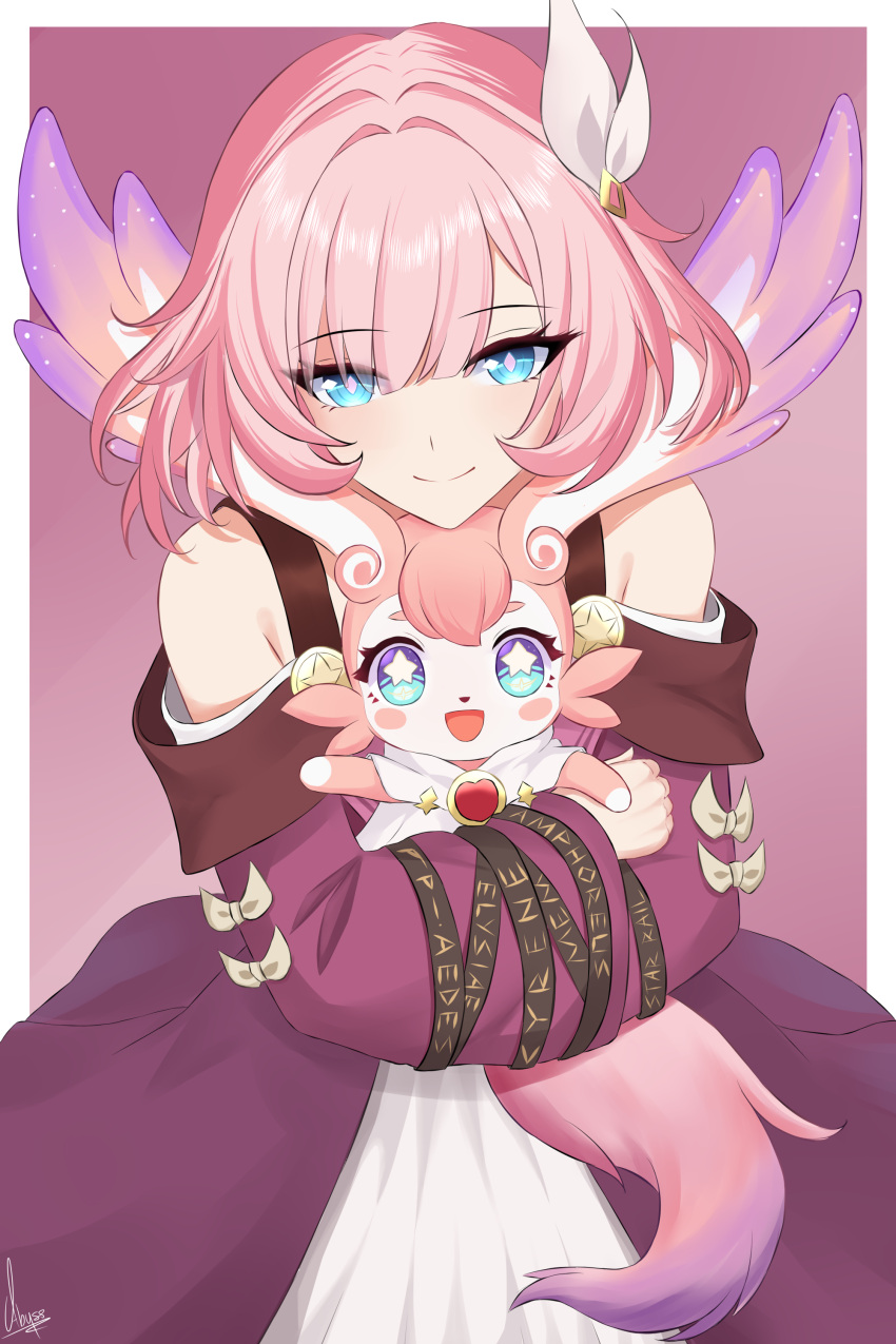 1girl, absurdres, abysssian, bare_shoulders, blue_eyes, border, coat, commentary