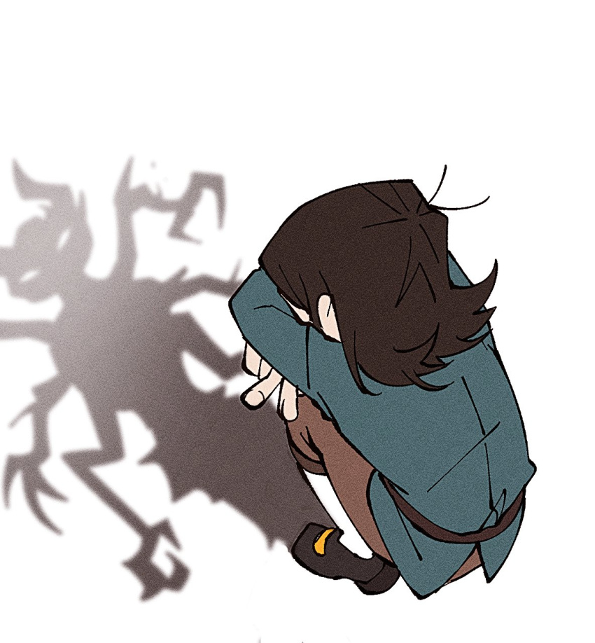 1boy, abaddon_(demon)_(haunted_hotel), abaddon_(haunted_hotel), abaddon_(human)_(haunted_hotel), blue_coat, brown_hair, cat_shadow_puppet_(meme), child