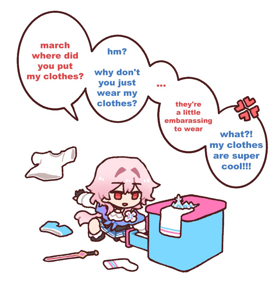 ..., 1girl, anger_vein, blue_skirt, dorkdragoon, english_text, evernight_(honkai:_star_rail), honkai:_star_rail