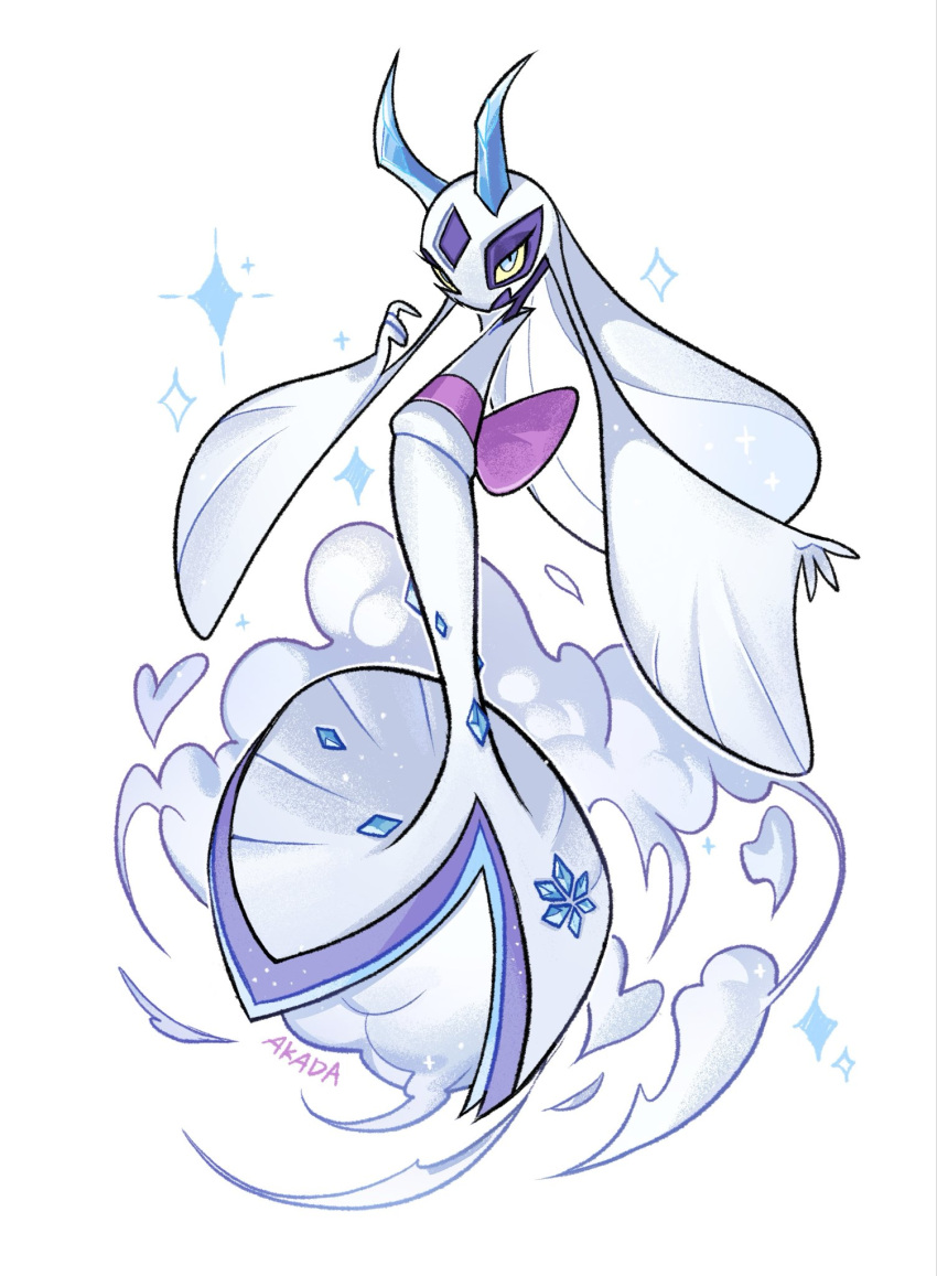 akada, blue_eyes, blue_sclera, clouds, colored_sclera, diamond_(shape), froslass, full_body