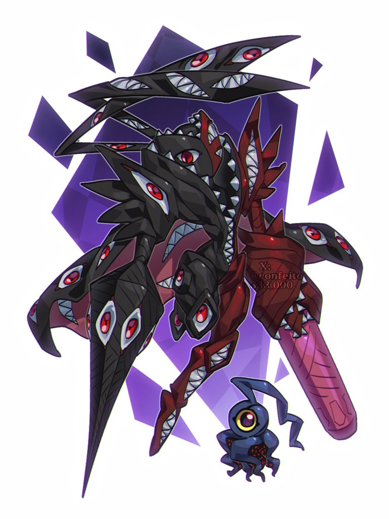 abbadomon, abbadomon_core, arm_blade, arm_cannon, black_skin, colored_skin, confeito000_333, digimon