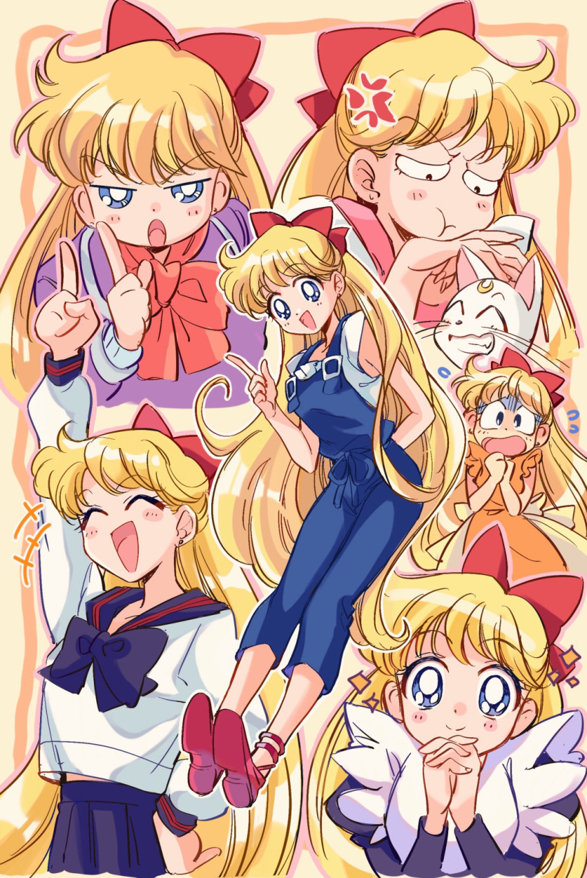 1girl, :d, :t, ^_^, aino_minako, alternate_costume, anger_vein, animal
