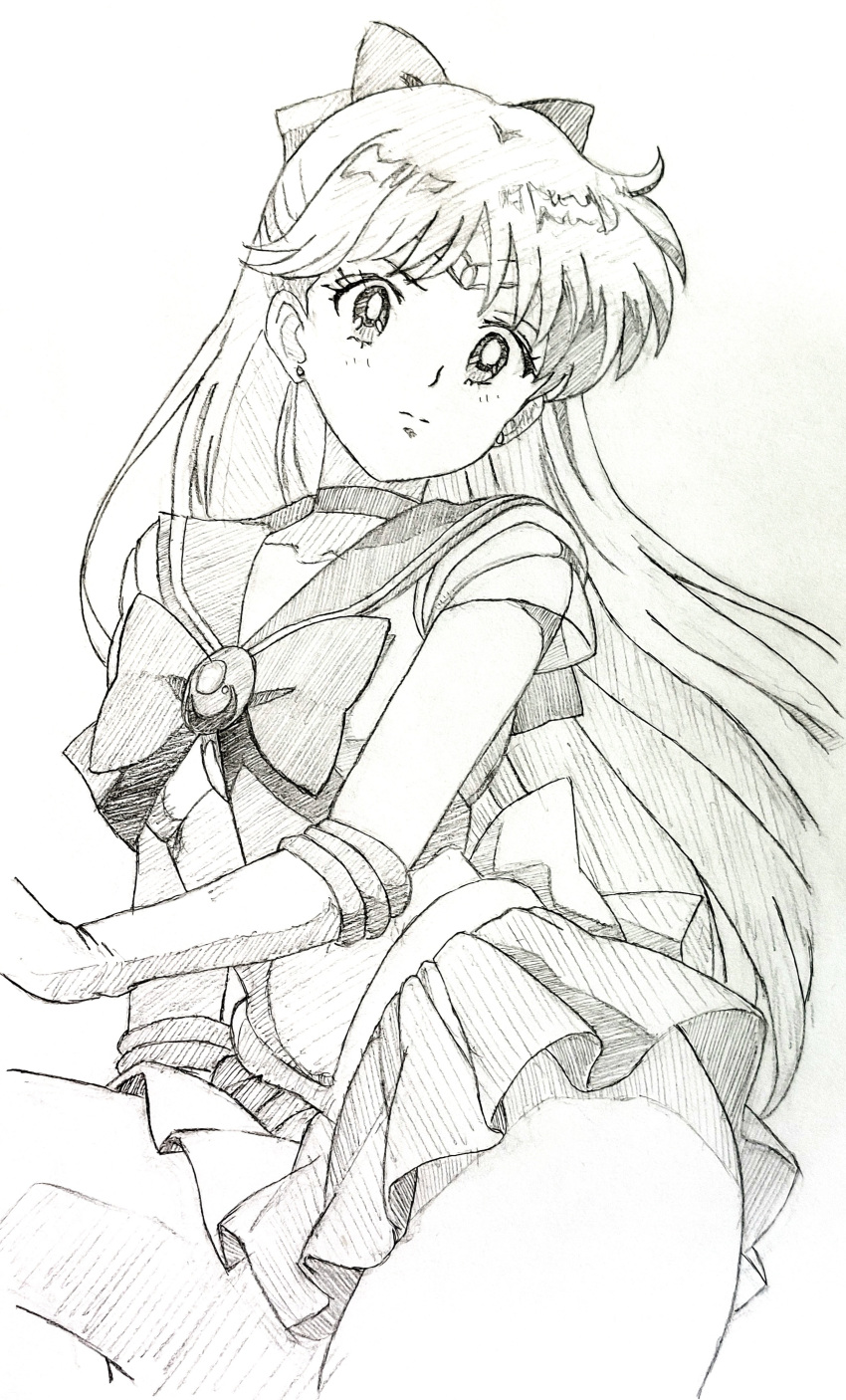 1girl, absurdres, aino_minako, bishoujo_senshi_sailor_moon, elbow_gloves, gloves, graphite_(medium), highres