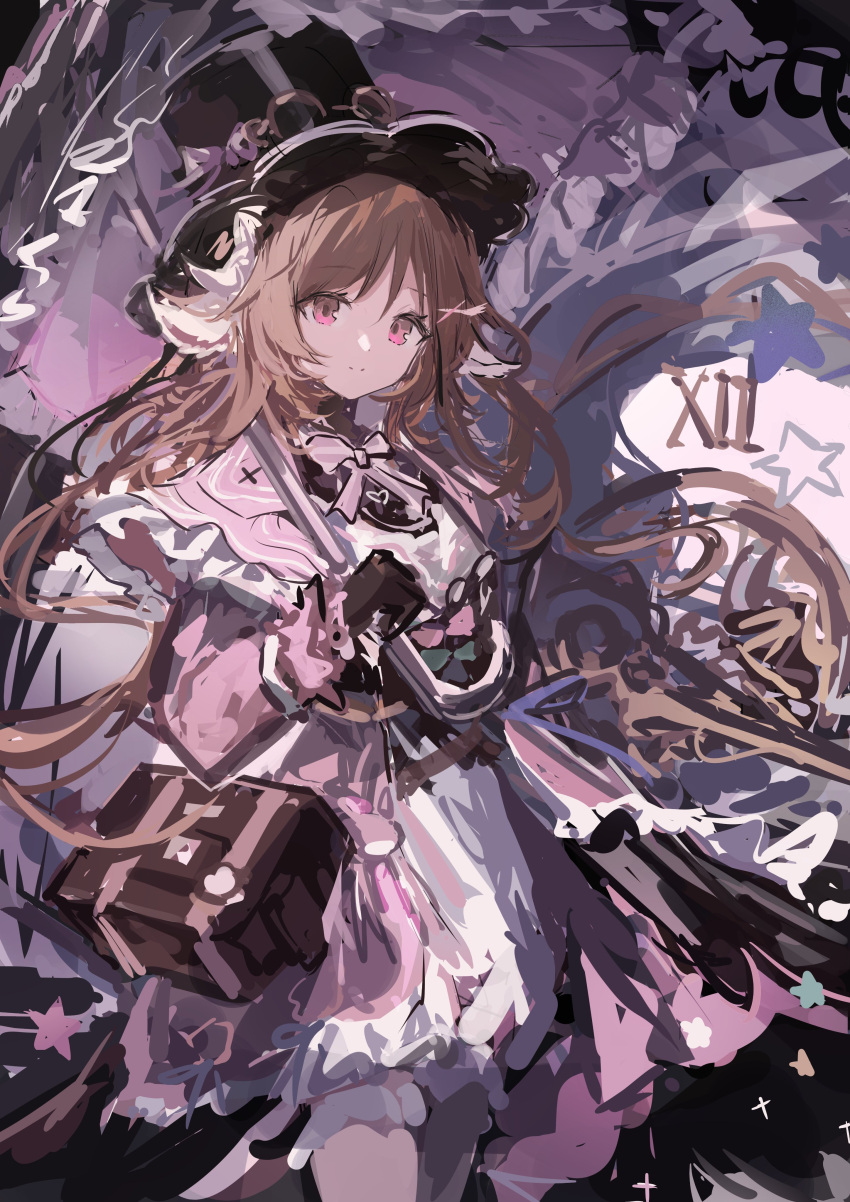1girl, absurdres, animal_ears, arknights, black_gloves, black_hat, bow, bowtie