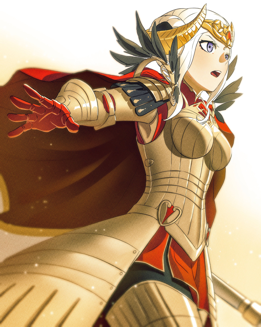 1girl, absurdres, armor, axe, breastplate, cape, edelgard_von_hresvelg, edelgard_von_hresvelg_(adrestian_emperor)