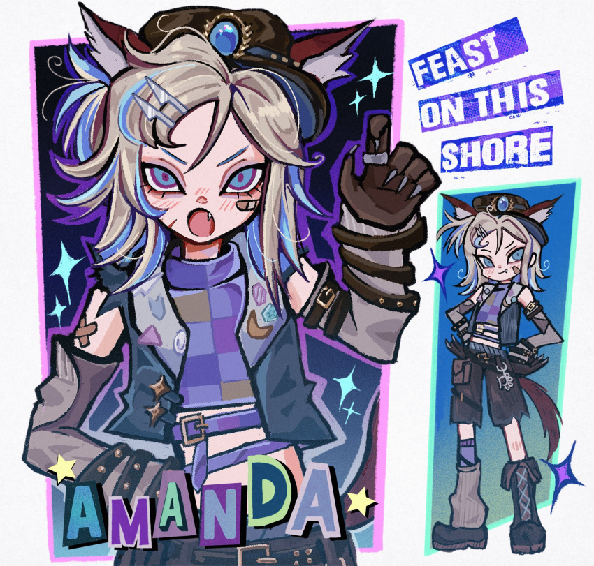 1girl, amanda_gaddis, amanda_gaddis_(feast_on_this_shore), animal_ears, bags_under_eyes, bandaid, bandaid_on_cheek, bandaid_on_face