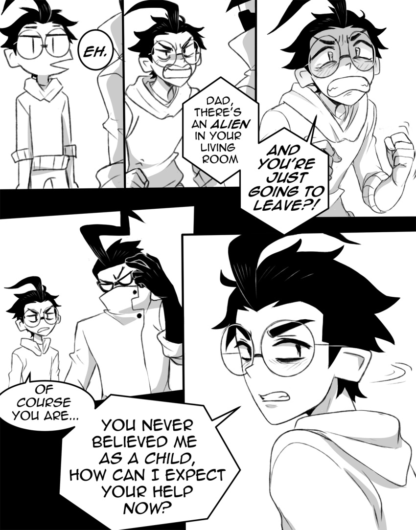 2boys, aged_up, ahoge, angry, blush, commentary, dib_(invader_zim), english_commentary