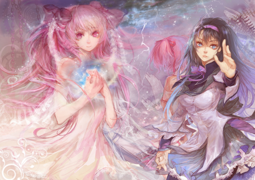 alternate_hairstyle, bad_id, black_hair, blue_eyes, chang, dual_persona, goddess_madoka, kaname_madoka