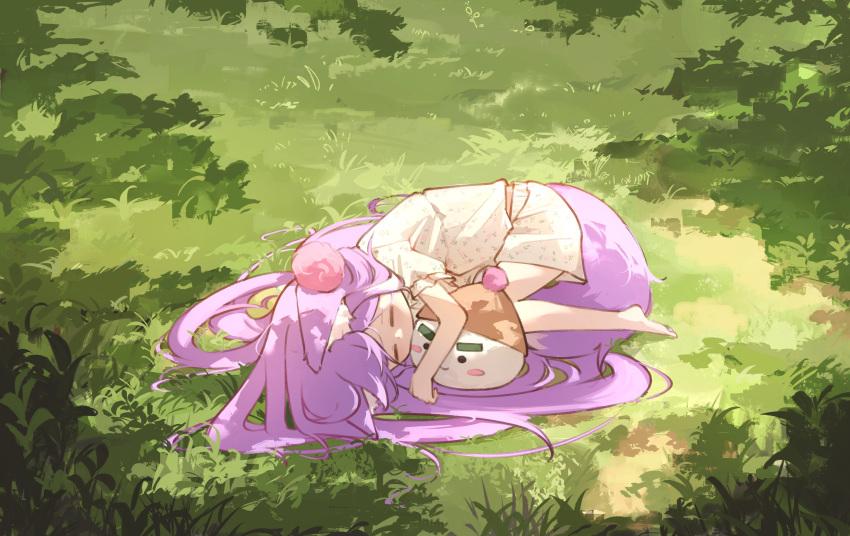 1girl, absurdres, animal_ear_fluff, animal_ears, barefoot, closed_eyes, commentary_request, creature