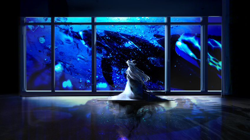 1girl, absurdres, air_bubble, anz1105, arknights, bicorne, bubble, caustics