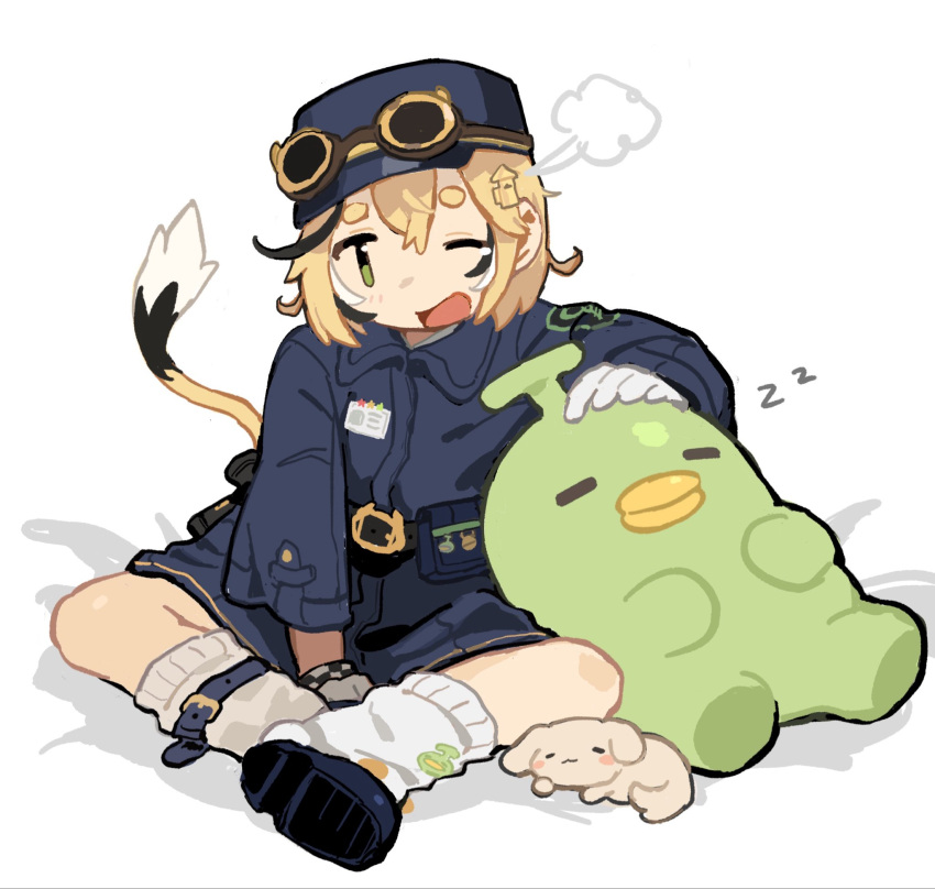 1girl, belt, belt_buckle, blonde_hair, bubbles_(dooby), buckle, checkered_wristband, dooby