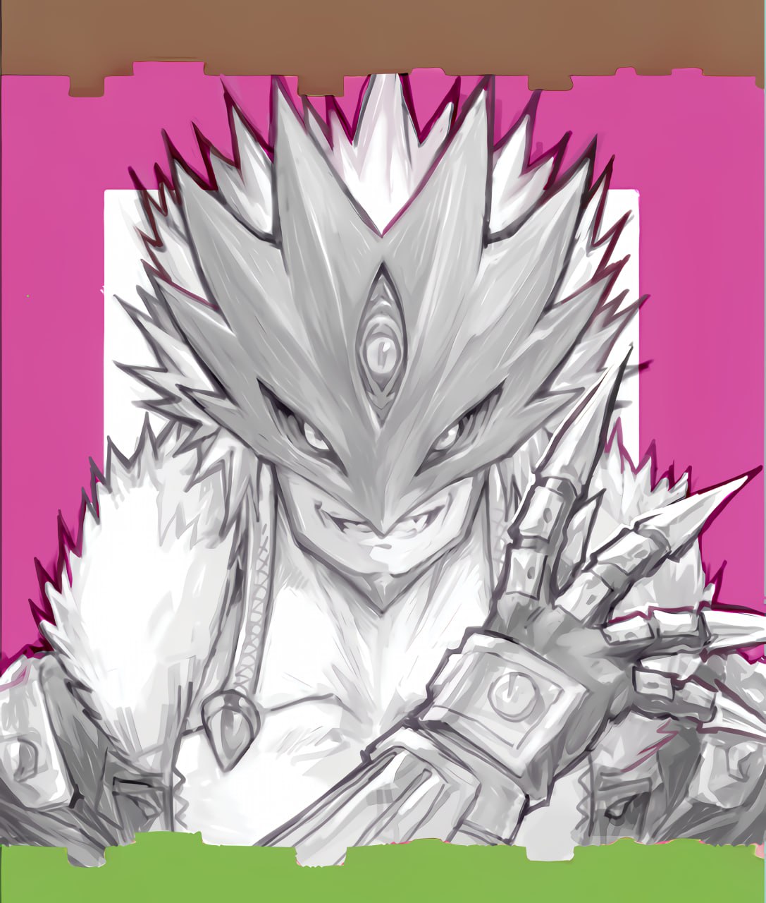1boy, beelzebumon, collarbone, digimon, digimon_(creature), eye_mask, fur-trimmed_jacket, fur_trim