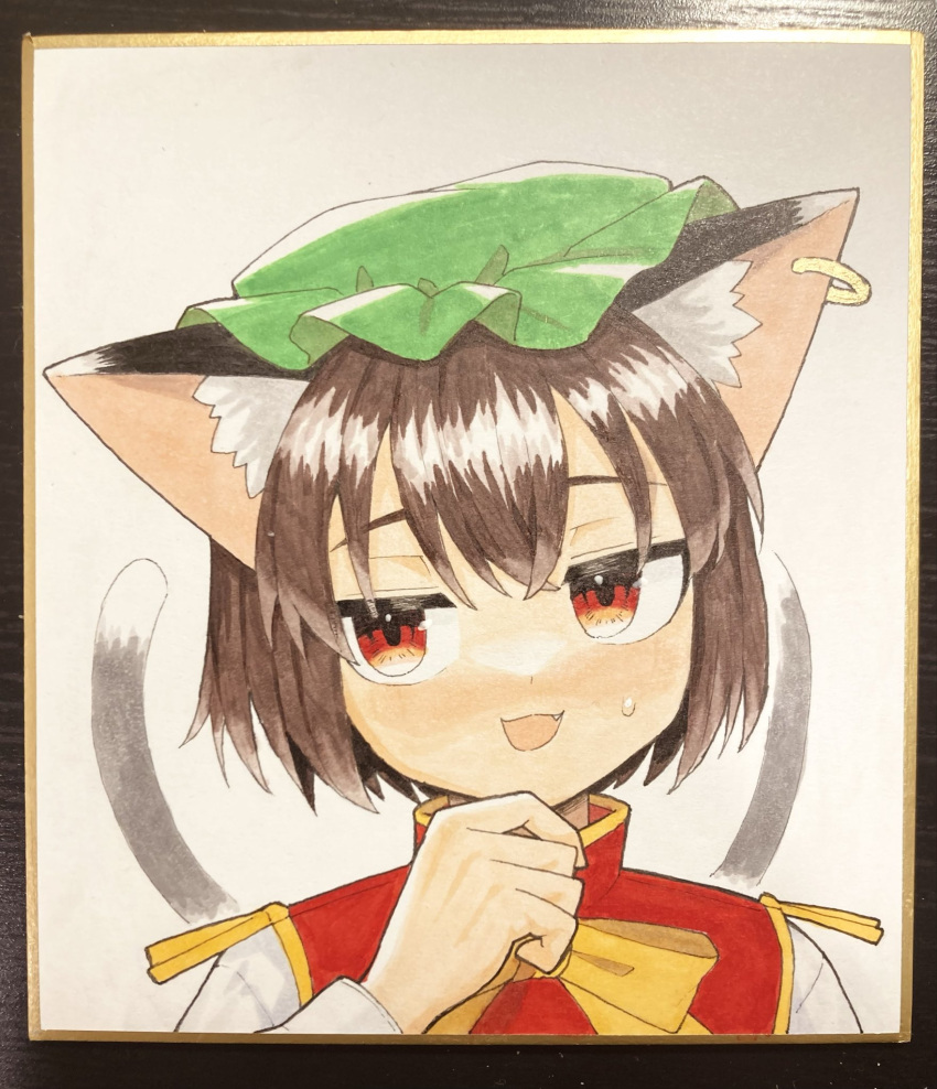 1girl, :d, animal_ear_fluff, animal_ears, asakura_haru, bow, bowtie, brown_hair