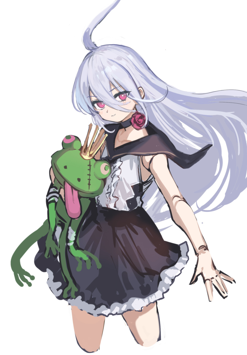 1girl, character_request, commentary_request, copyright_request, flat_chest, frog, highres, long_hair