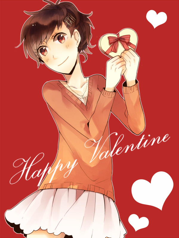 blush, brown_hair, casual, casual_wear, female_protagonist_(persona_3), heart, mentaishi, persona