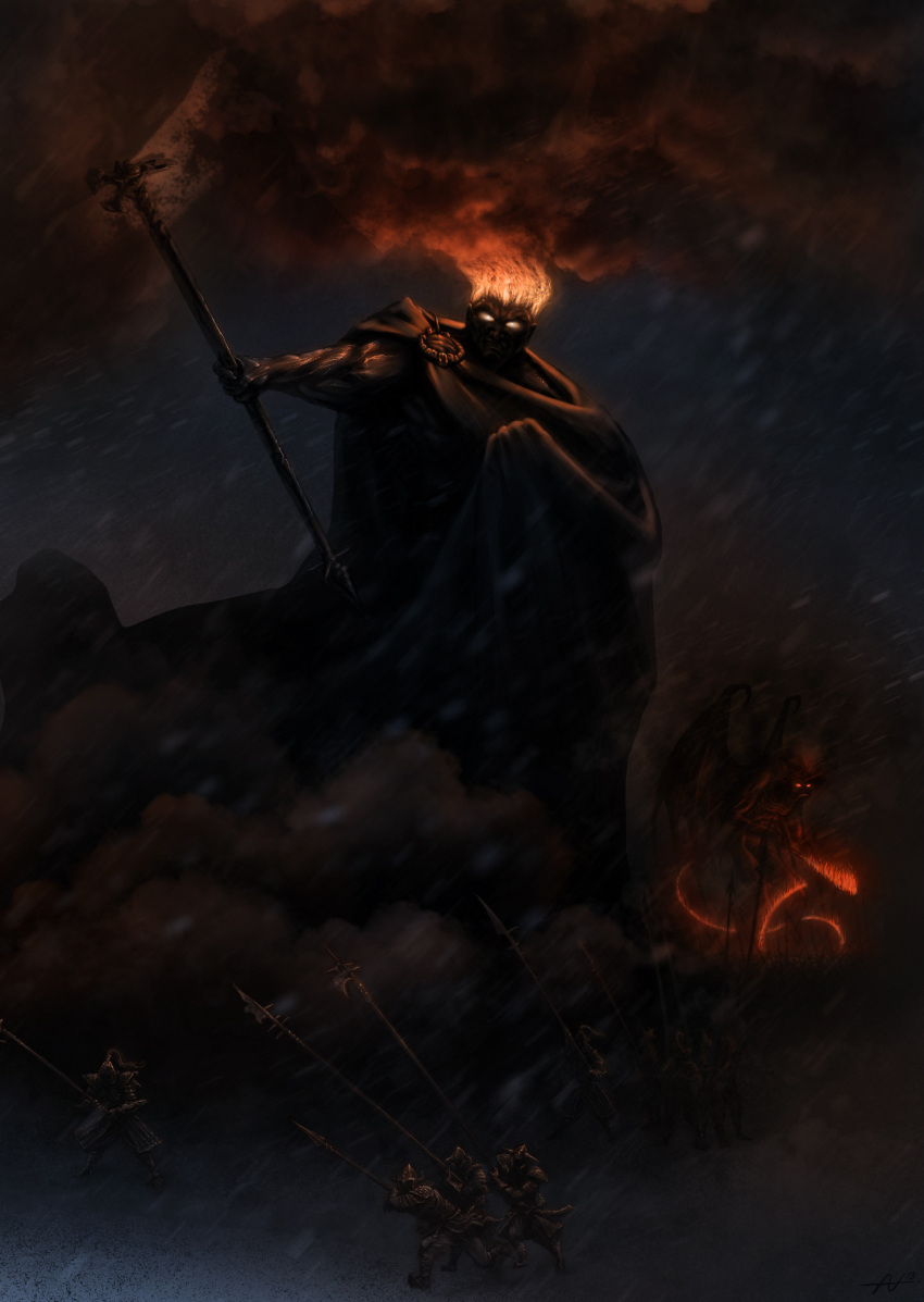 6+boys, armor, army, av-art, balrog_(tolkien), black_skin, brooch, clouds
