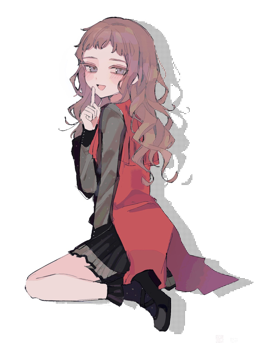 1girl, brown_hair, dress, eyelashes, gnosia, grey_eyes, hair_between_eyes, highres