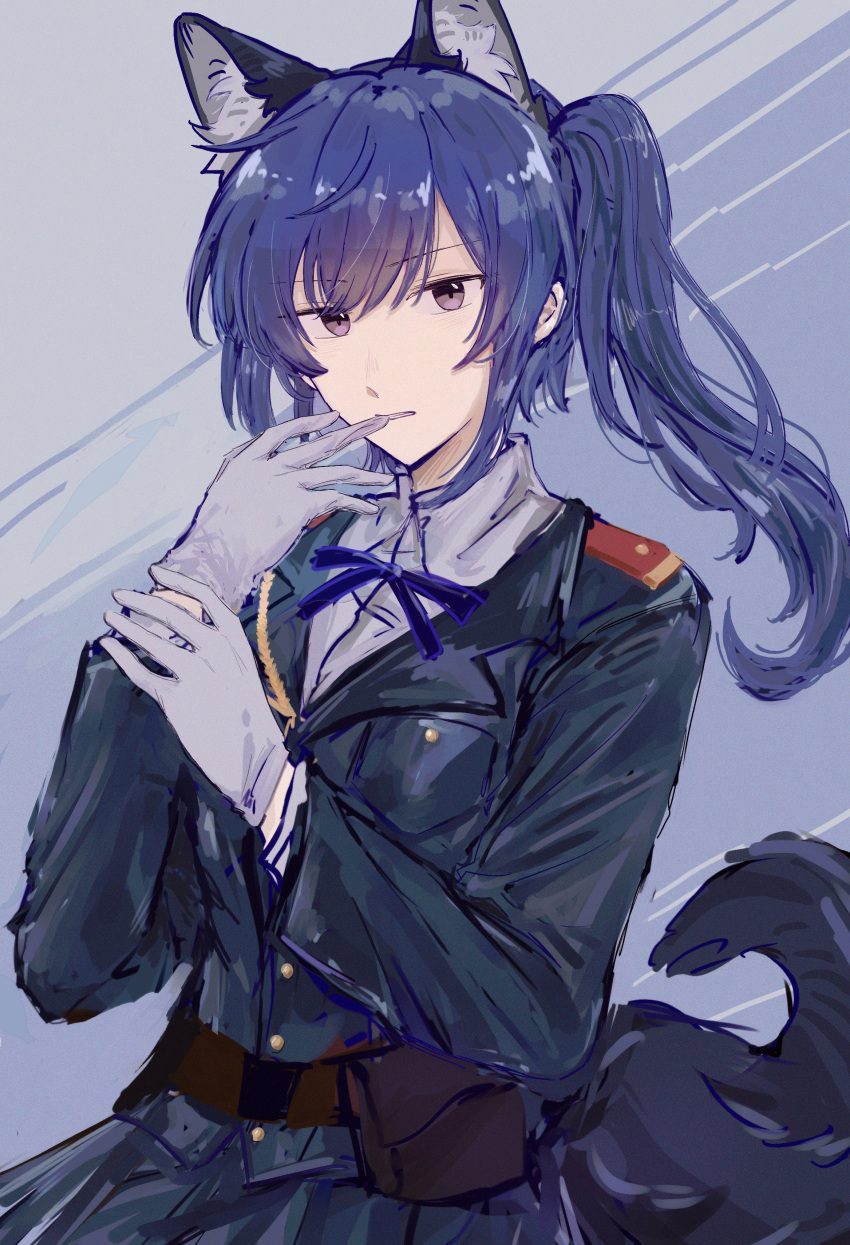 1girl, absurdres, aiguillette, animal_ear_fluff, animal_ears, art_relay, artist_collaboration, assault_lily