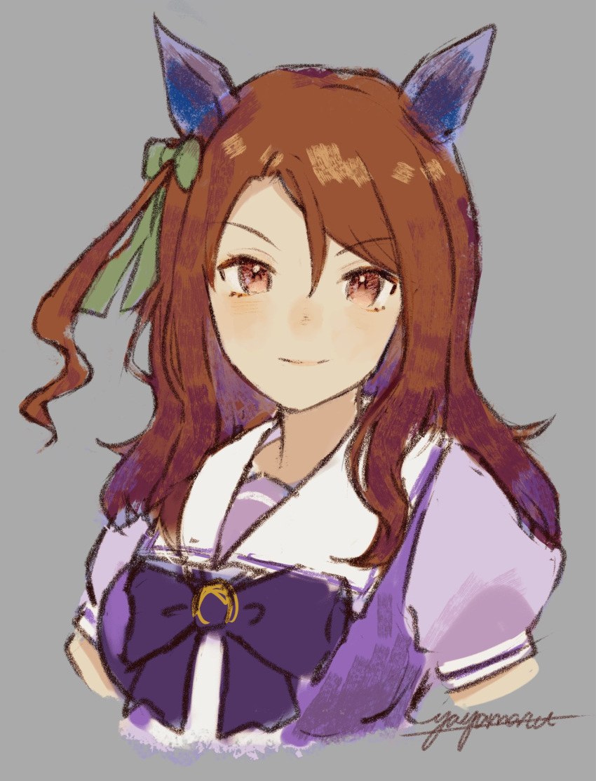 1girl, animal_ears, brown_eyes, brown_hair, ear_covers, highres, horse_ears, horse_girl