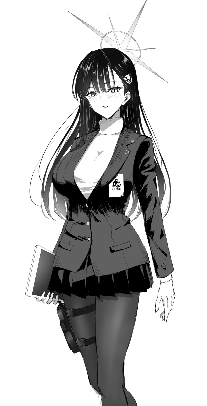 1girl, absurdres, asao_(asaomm12345), blue_archive, blush, breasts, commentary_request, cosplay